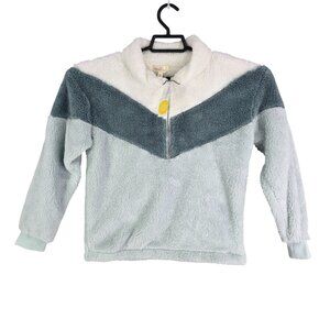 Girls Multicolor Sunset West Fuzzy Fleece Sweatshirt 1/4 Zip Long Sleeve Size L